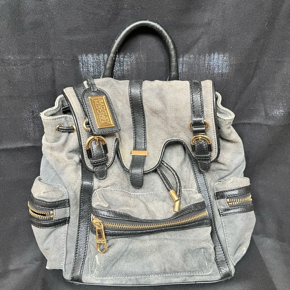 Badgley Mischka Backpack Canvas Leather